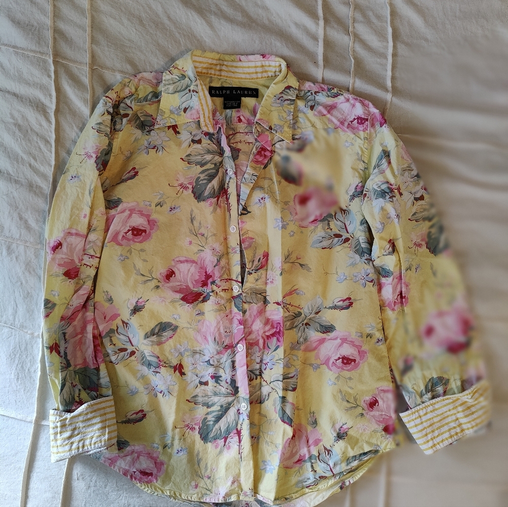 Ralph Lauren Yellow Floral Button-Up Shirt